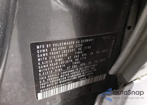 2014 Volkswagen Tiguan S из США, поврежденный, VIN WVGBV3AXXEW547591